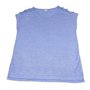 Active Life Heather Periwinkle Cutout Sleeve Top